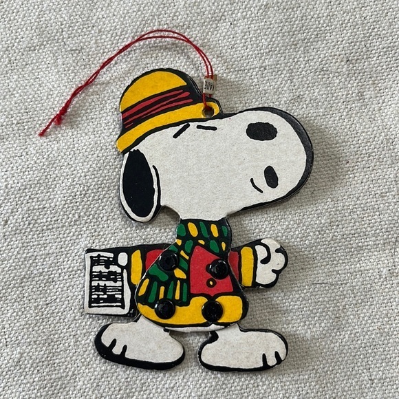Peanuts Other - Articulated Snoopy Christmas Ornament Thick Paper Vintage